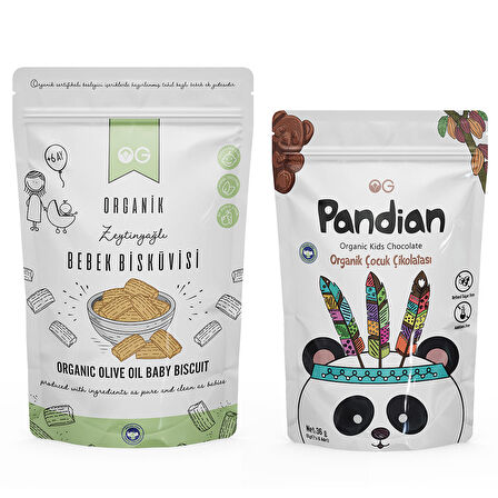 Organik Pandian Çocuk Çikolatası Ve Organik Bebek Bisküvisi Seti